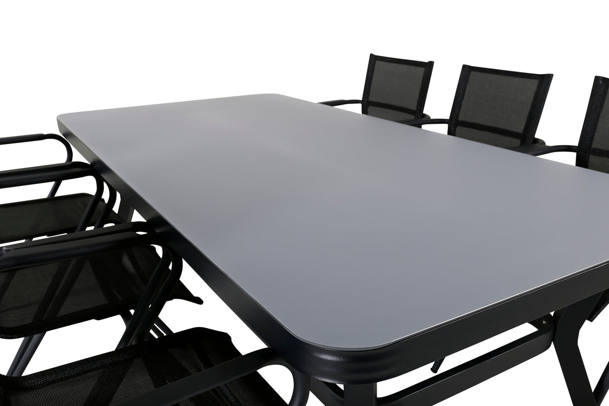 Venture Design Virya & Alina Matbord 200x100 + Matstolar Svart