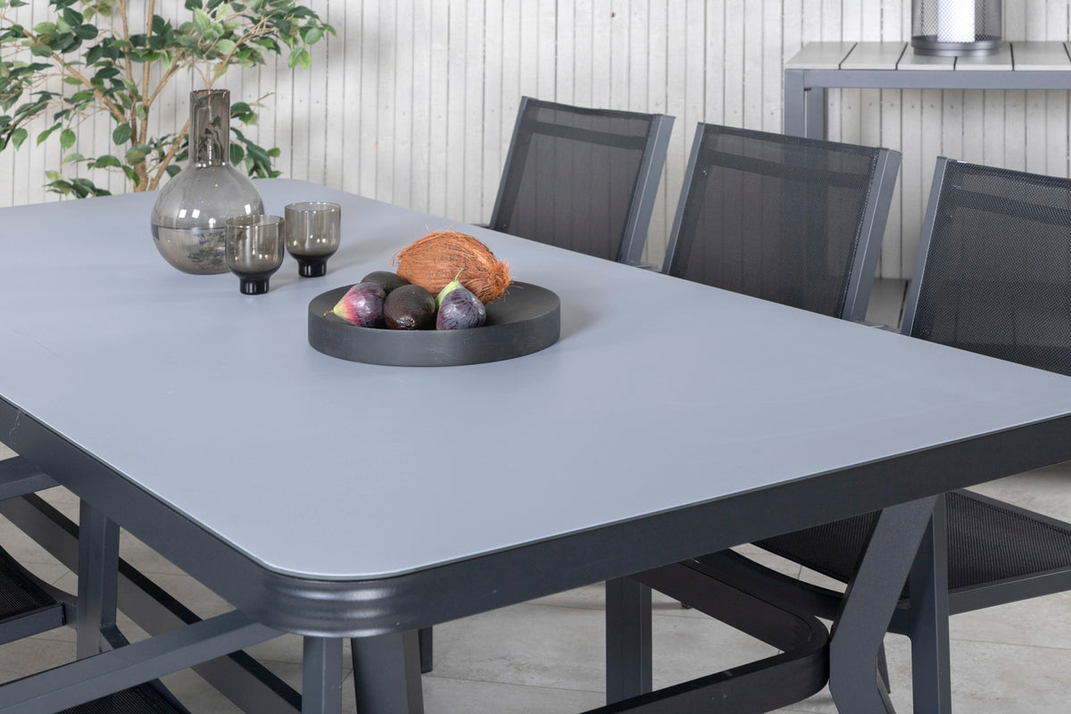 Venture Design Virya & Copacabana Rektangulära Matbord 200 x 100 Svart + Matstolar Svart