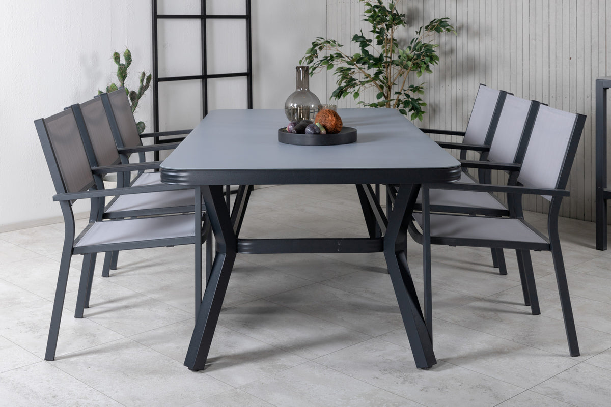 Venture Design Virya & Copacabana Rektangulära Matbord 200 x 100 Svart + Matstolar