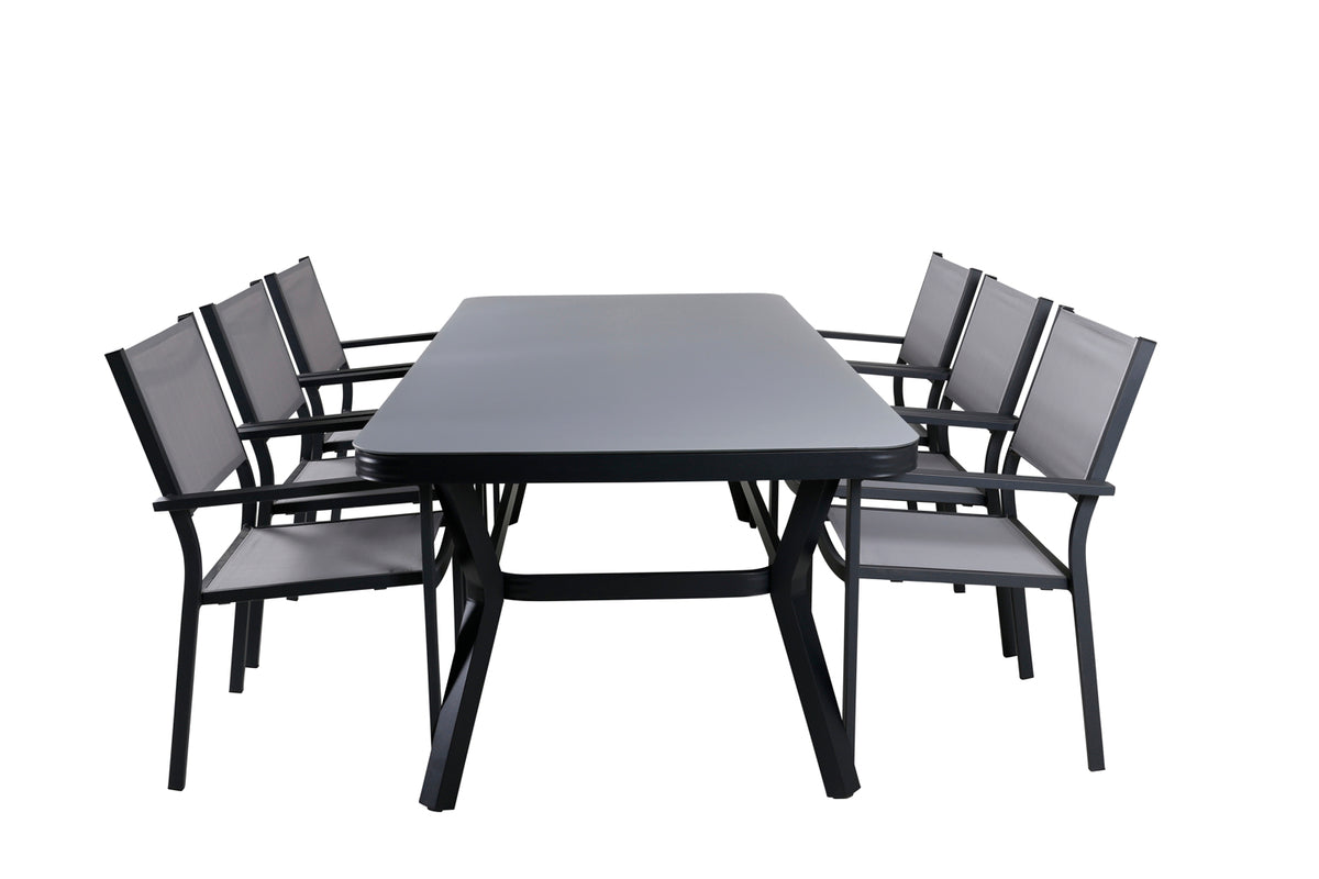 Venture Design Virya & Copacabana Rektangulära Matbord 200 x 100 Svart + Matstolar