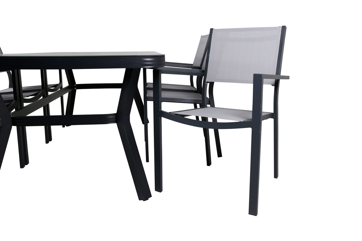 Venture Design Virya & Copacabana Rektangulära Matbord 200 x 100 Svart + Matstolar