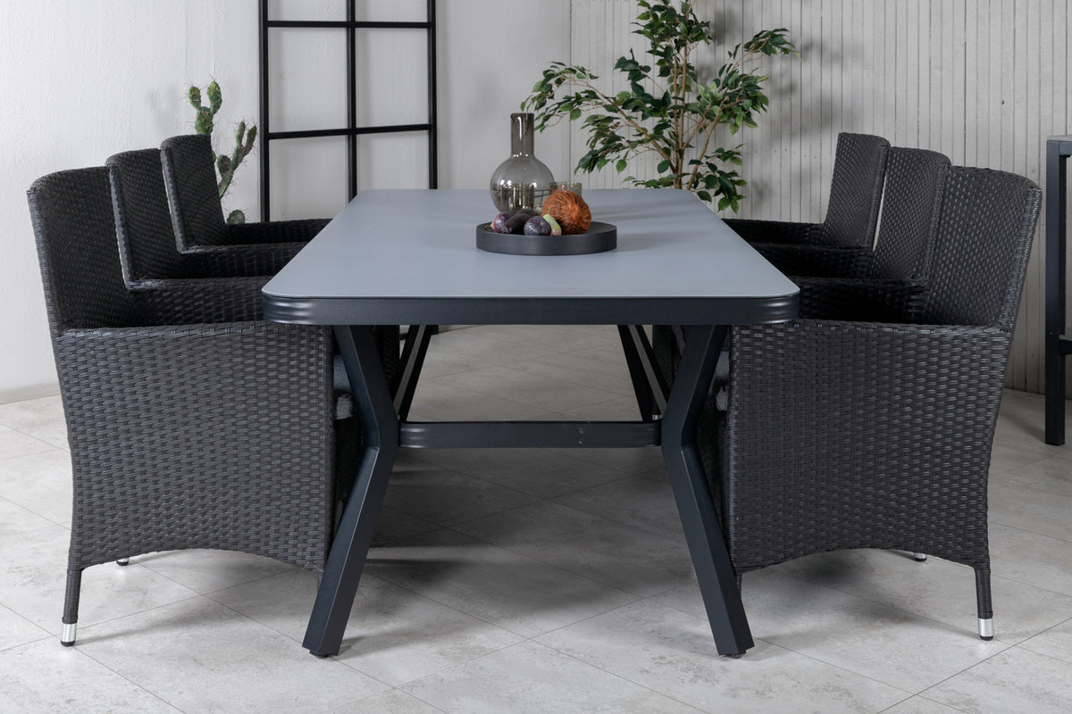 Venture Design Virya & Malin Matbord 200x100 + Matstolar Svart