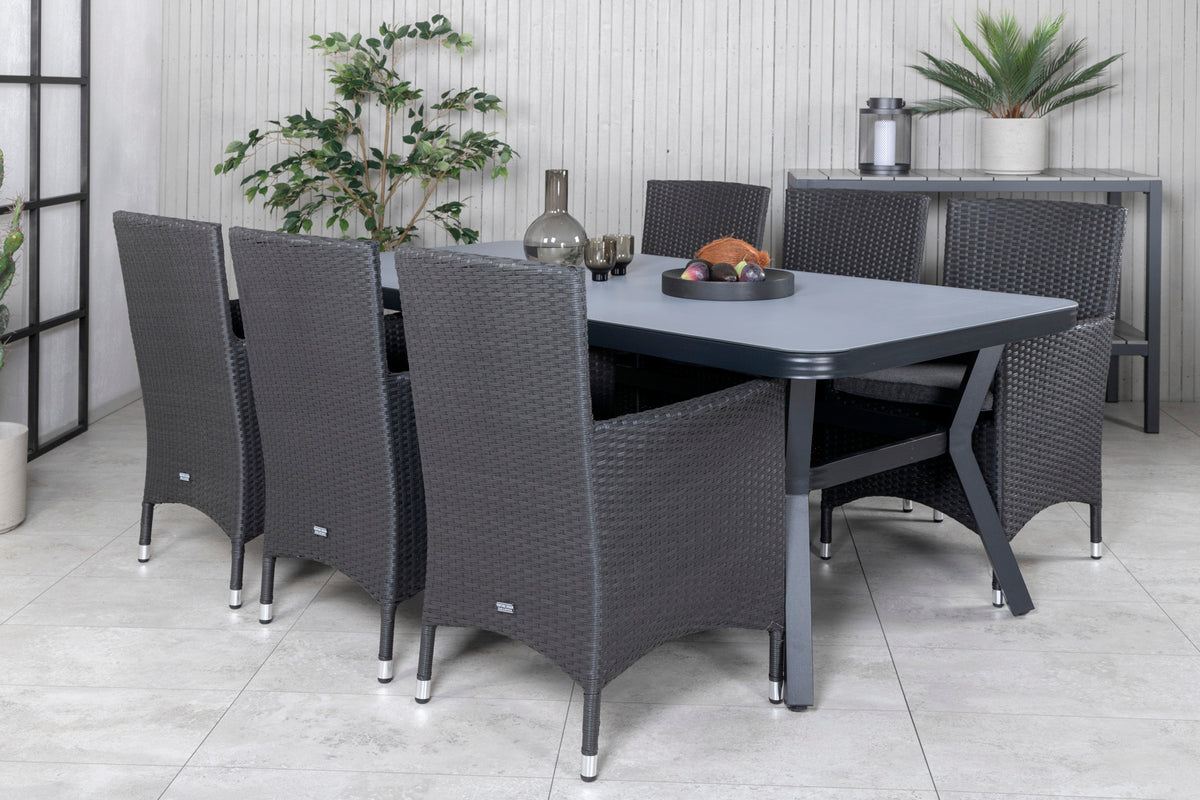 Venture Design Virya & Malin Matbord 200x100 + Matstolar Svart