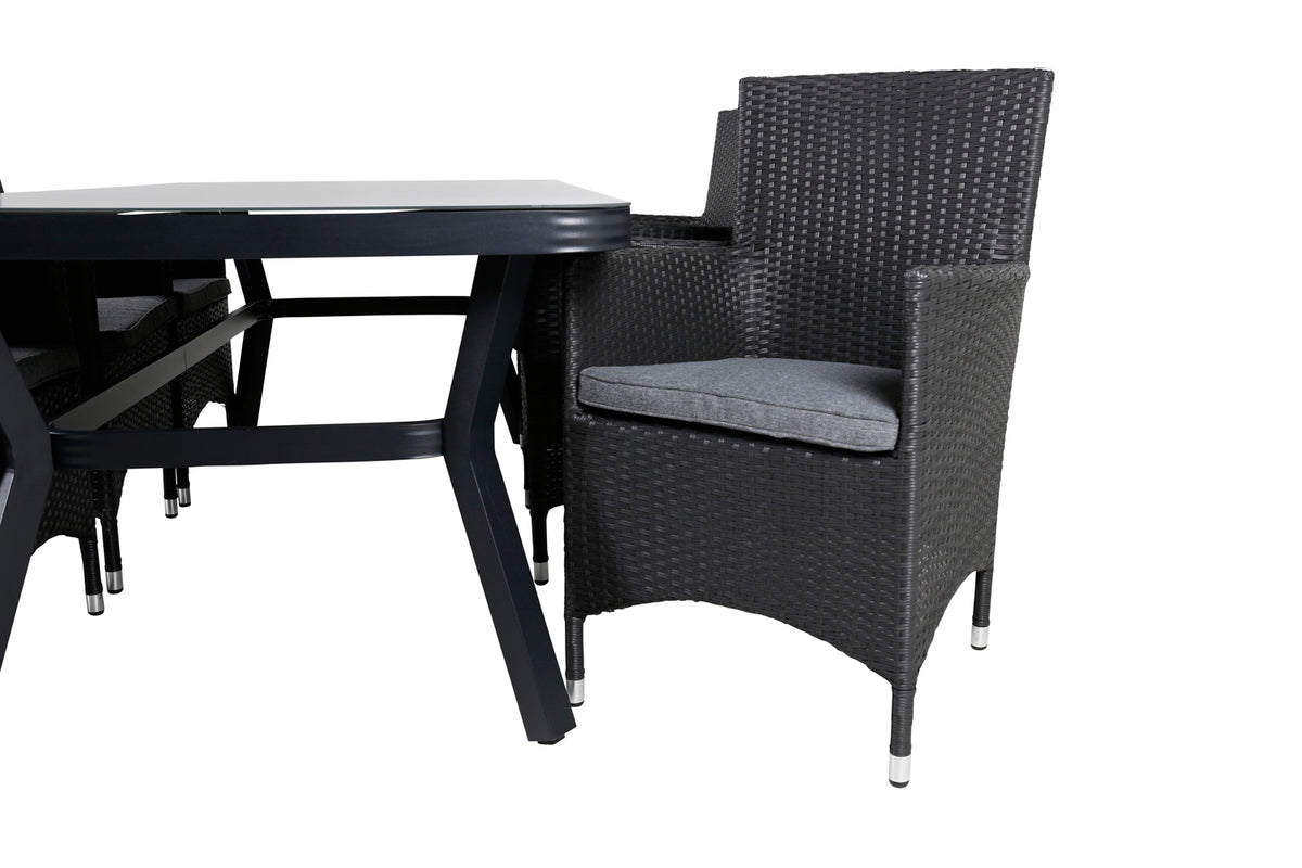 Venture Design Virya & Malin Matbord 200x100 + Matstolar Svart
