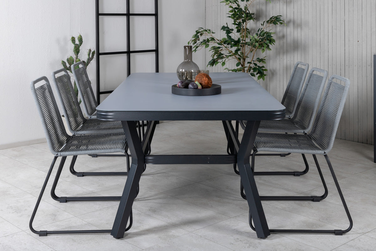 Venture Design Virya & Lindos Matbord 200x100 + Matstolar Grå