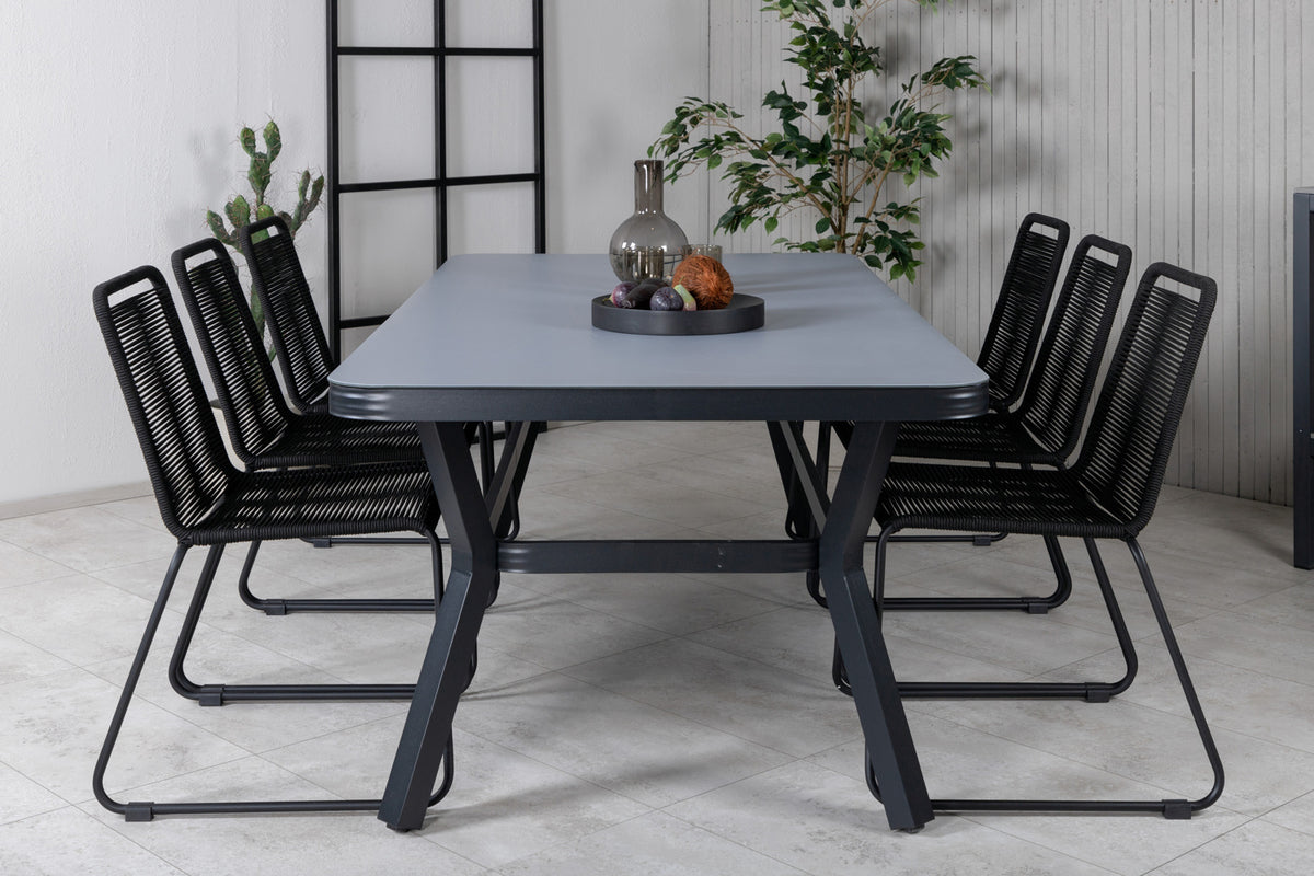 Venture Design Virya & Lindos Rektangulära Matbord 200 x 100 Svart + Matstolar 2-pack Svart