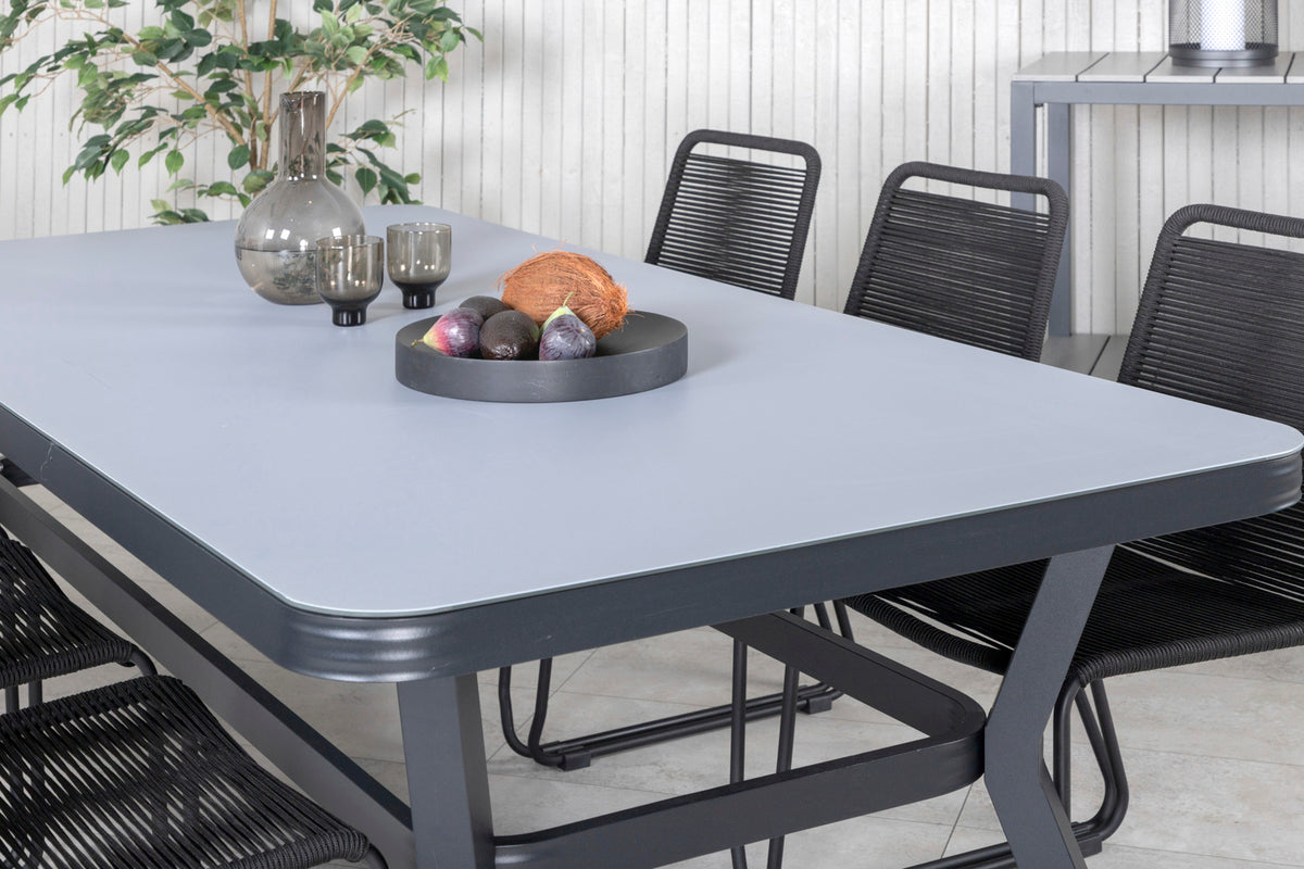 Venture Design Virya & Lindos Rektangulära Matbord 200 x 100 Svart + Matstolar 2-pack Svart