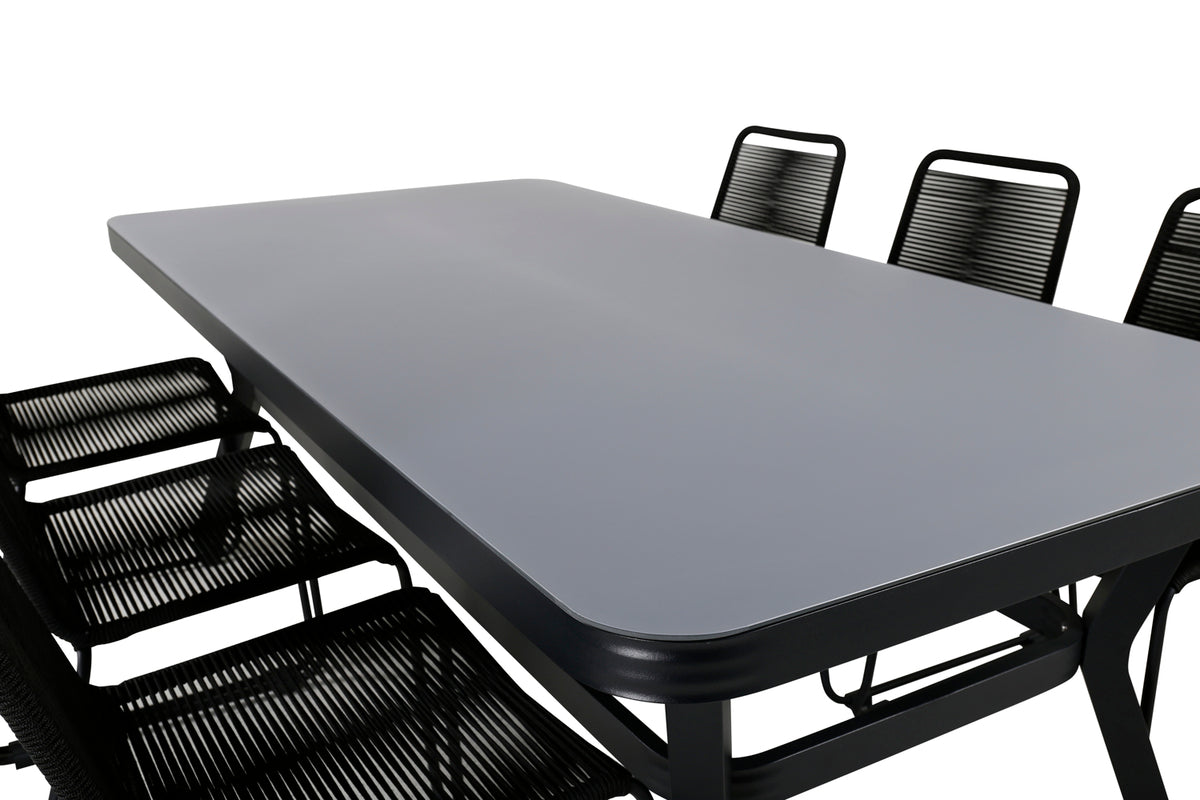 Venture Design Virya & Lindos Rektangulära Matbord 200 x 100 Svart + Matstolar 2-pack Svart