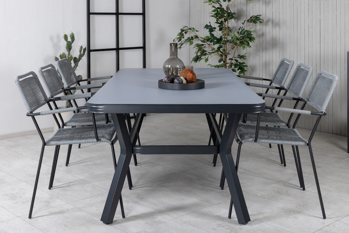 Venture Design Virya & Lindos Matbord 200x100 + Matstolar Grå