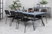 Venture Design Virya & Lindos Matbord 200x100 + Matstolar Svart