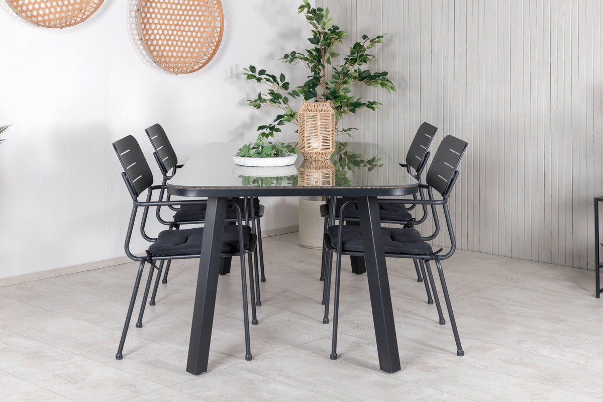 Venture Design Nicke & Paola Matstolar Svart + Matbord 200x100