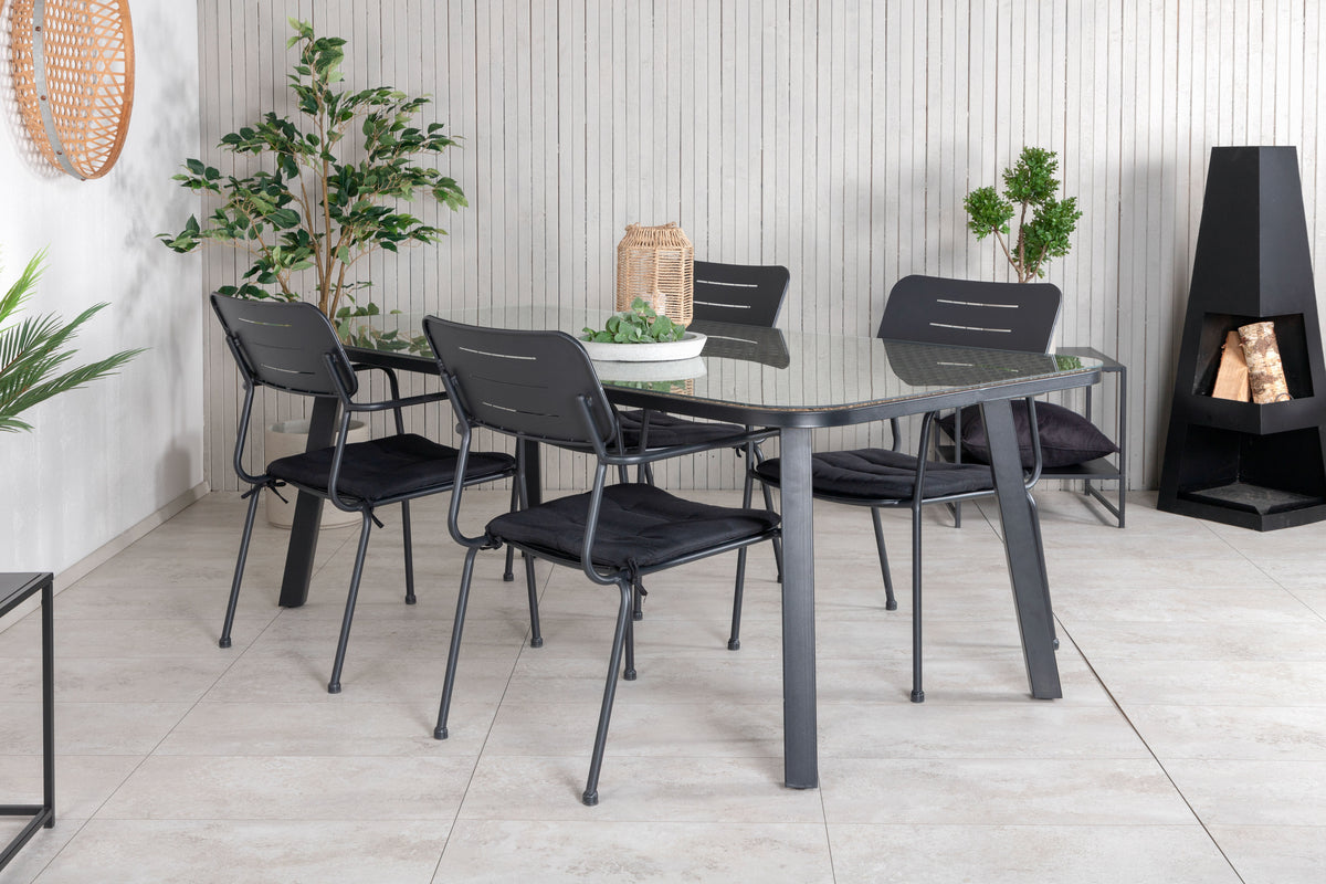 Venture Design Nicke & Paola Matstolar Svart + Matbord 200x100