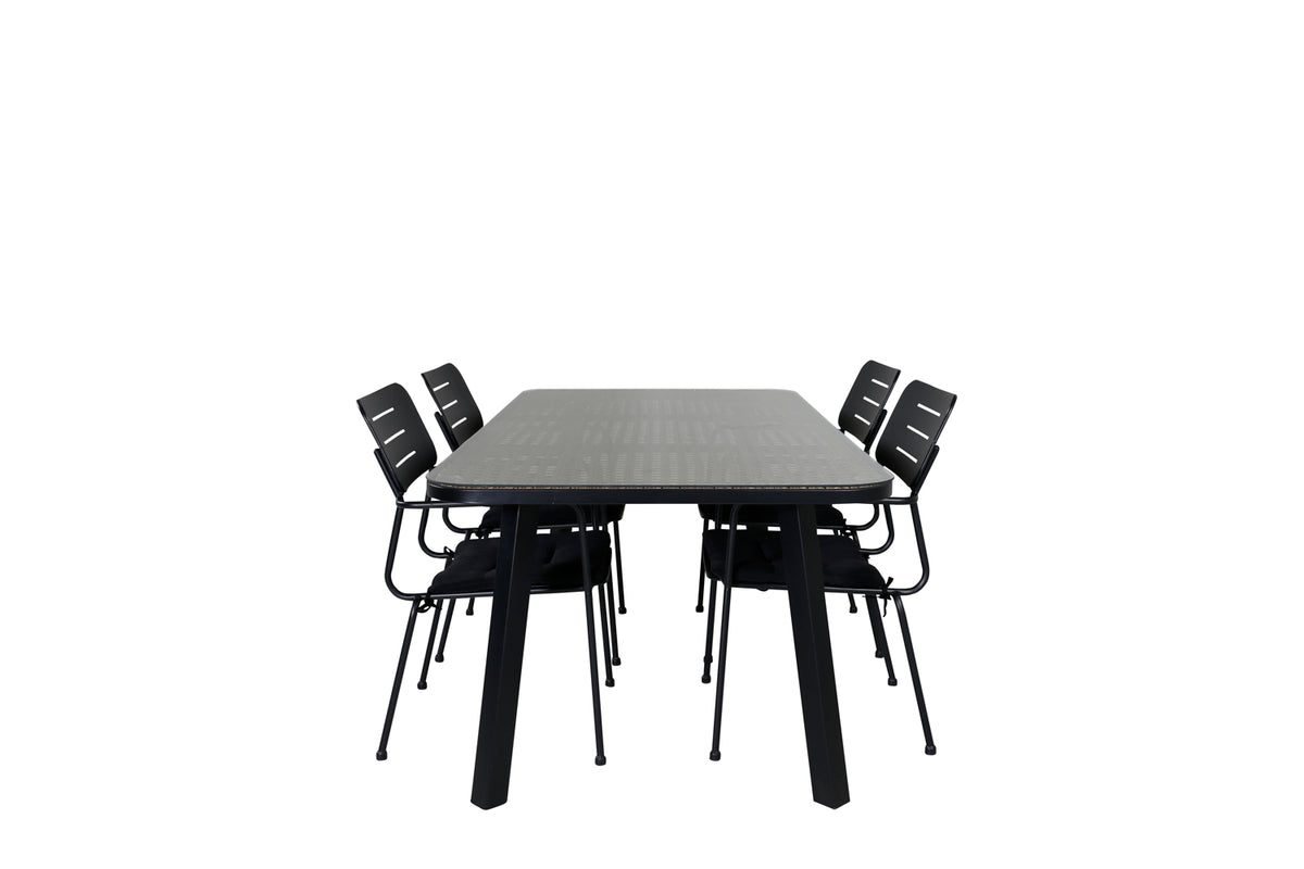 Venture Design Nicke & Paola Matstolar Svart + Matbord 200x100