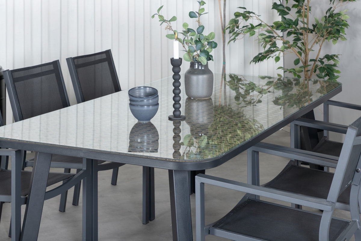 Venture Design Paola & Copacabana Rektangulära Matbord 200 x 100 Svart + Matstolar Svart
