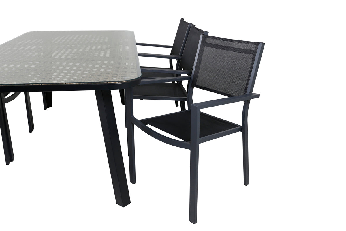 Venture Design Paola & Copacabana Rektangulära Matbord 200 x 100 Svart + Matstolar Svart