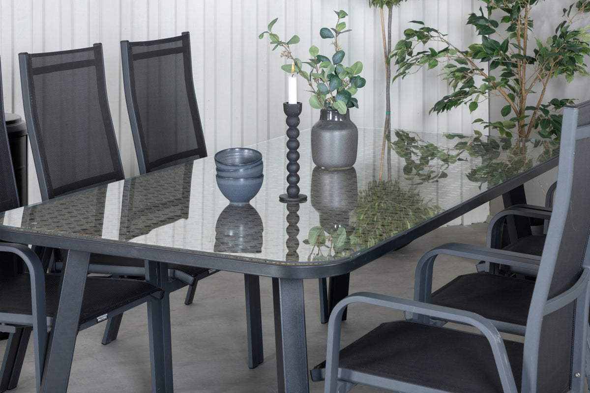 Venture Design Paola & Copacabana Matbord 200x100 + Reclinerstolar Svart