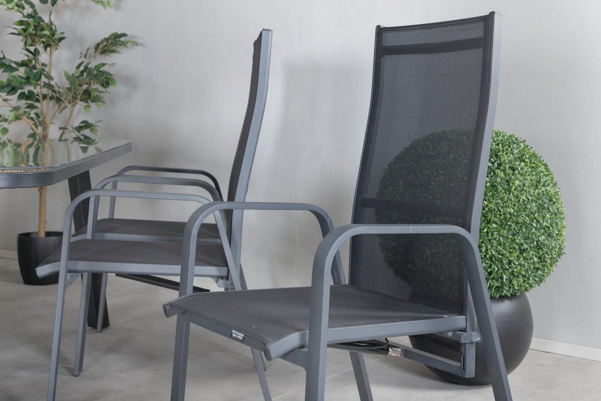 Venture Design Paola & Copacabana Matbord 200x100 + Reclinerstolar Svart