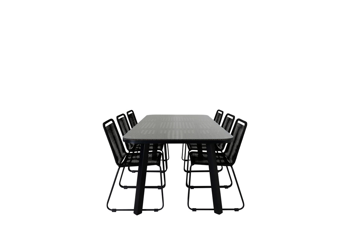 Venture Design Paola & Lindos Rektangulära Matbord 200 x 100 Svart + Matstolar 2-pack Svart