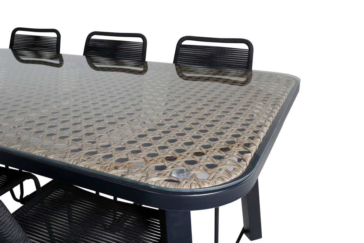 Venture Design Paola & Lindos Rektangulära Matbord 200 x 100 Svart + Matstolar 2-pack Svart