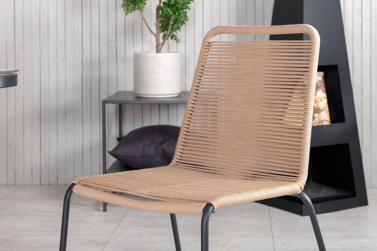 Venture Design Paola & Lindos Rektangulära Matbord 200 x 100 Svart + Matstolar 2-pack Brun