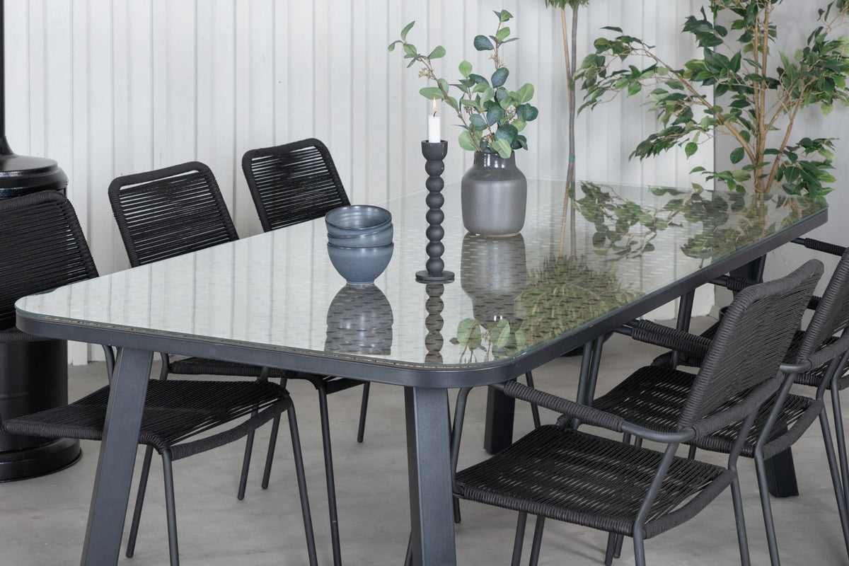 Venture Design Paola & Lindos Rektangulära Matbord 200 x 100 Svart + Matstolar 2-pack Svart