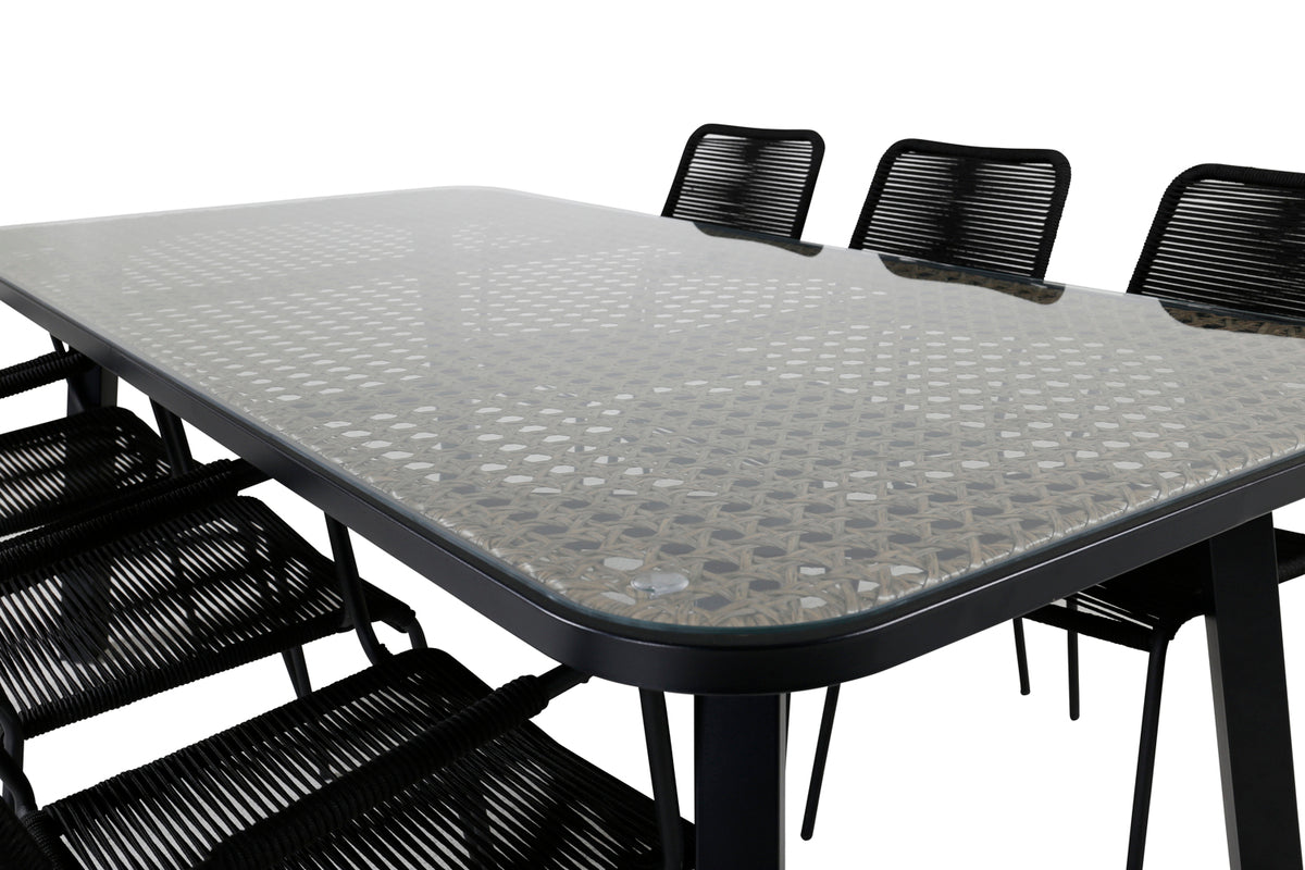 Venture Design Paola & Lindos Rektangulära Matbord 200 x 100 Svart + Matstolar 2-pack Svart
