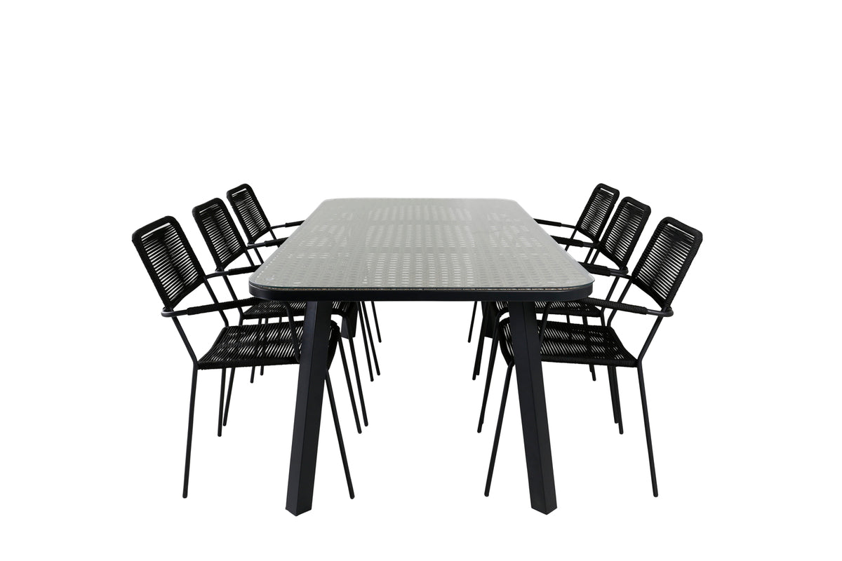 Venture Design Paola & Lindos Rektangulära Matbord 200 x 100 Svart + Matstolar 2-pack Svart