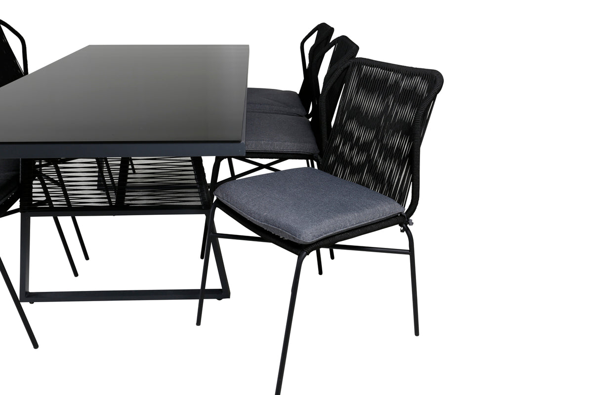 Venture Design Julian & Dallas Matstolar Svart + Matbord 193x90