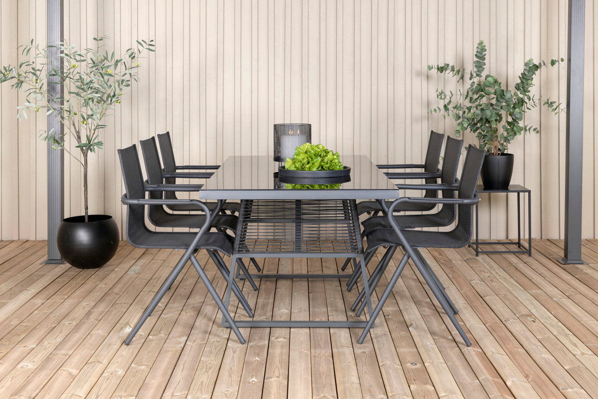 Venture Design Dallas & Alina Matbord 193x90 + Matstolar Svart