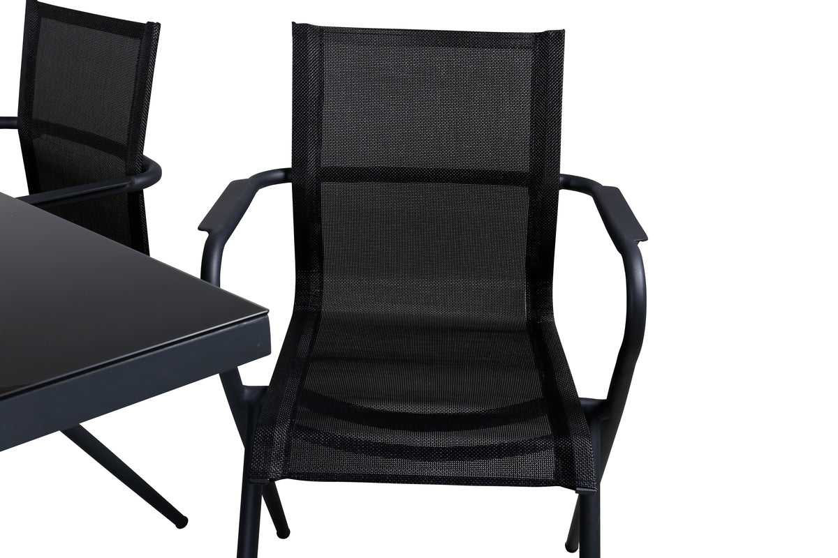 Venture Design Dallas & Alina Matbord 193x90 + Matstolar Svart