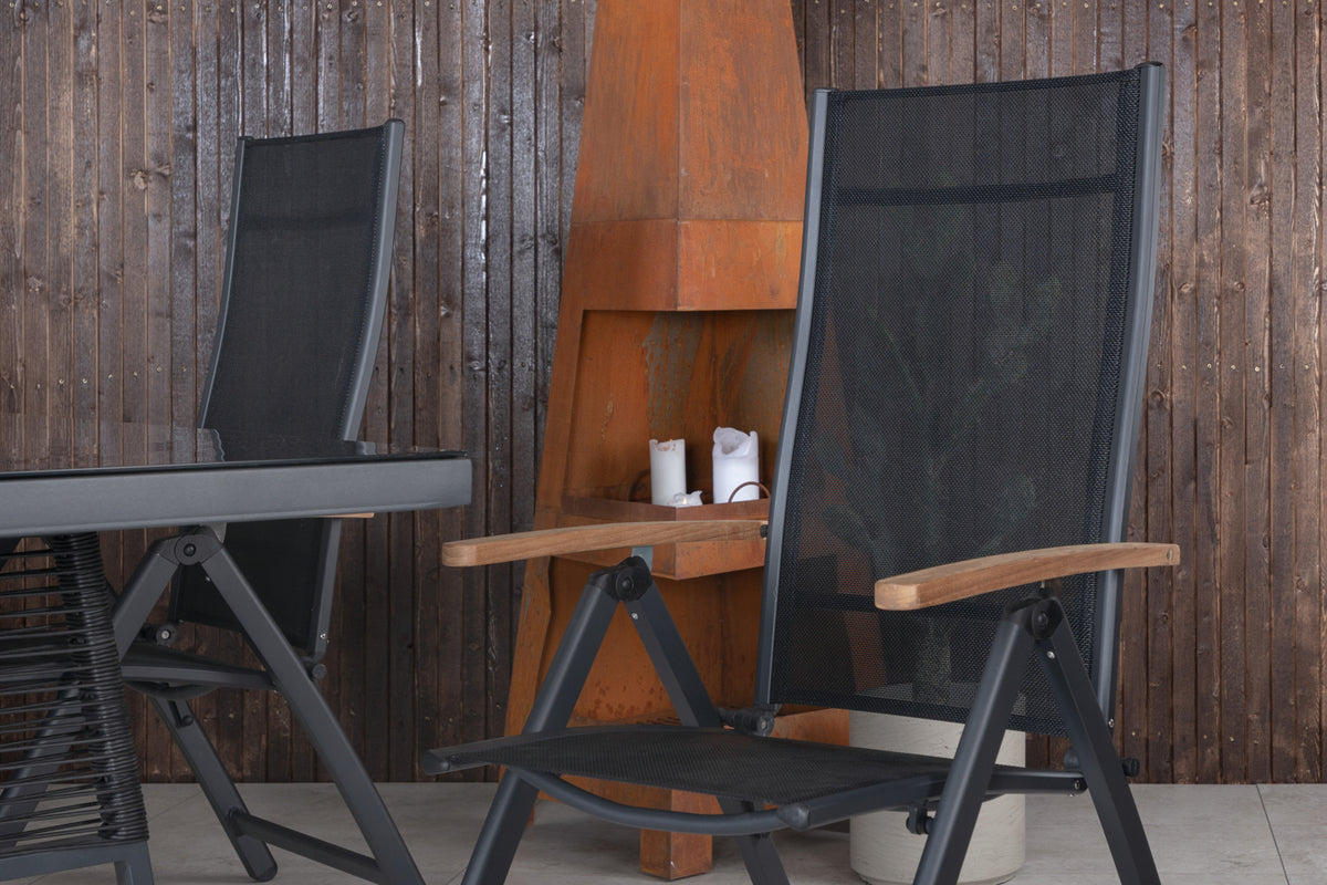 Venture Design Dallas & Panama Matbord 193x90 + Positionsstolar Svart