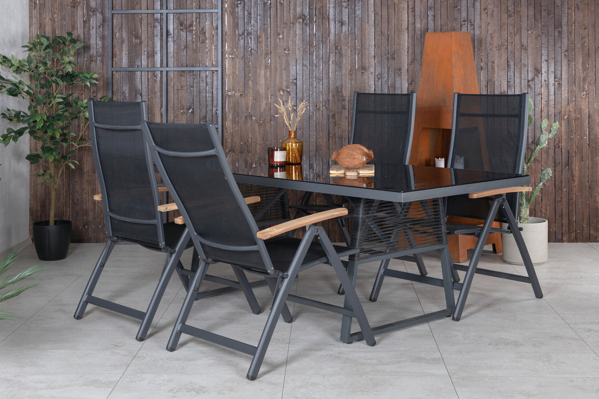 Venture Design Dallas & Panama Matbord 193x90 + Positionsstolar Svart