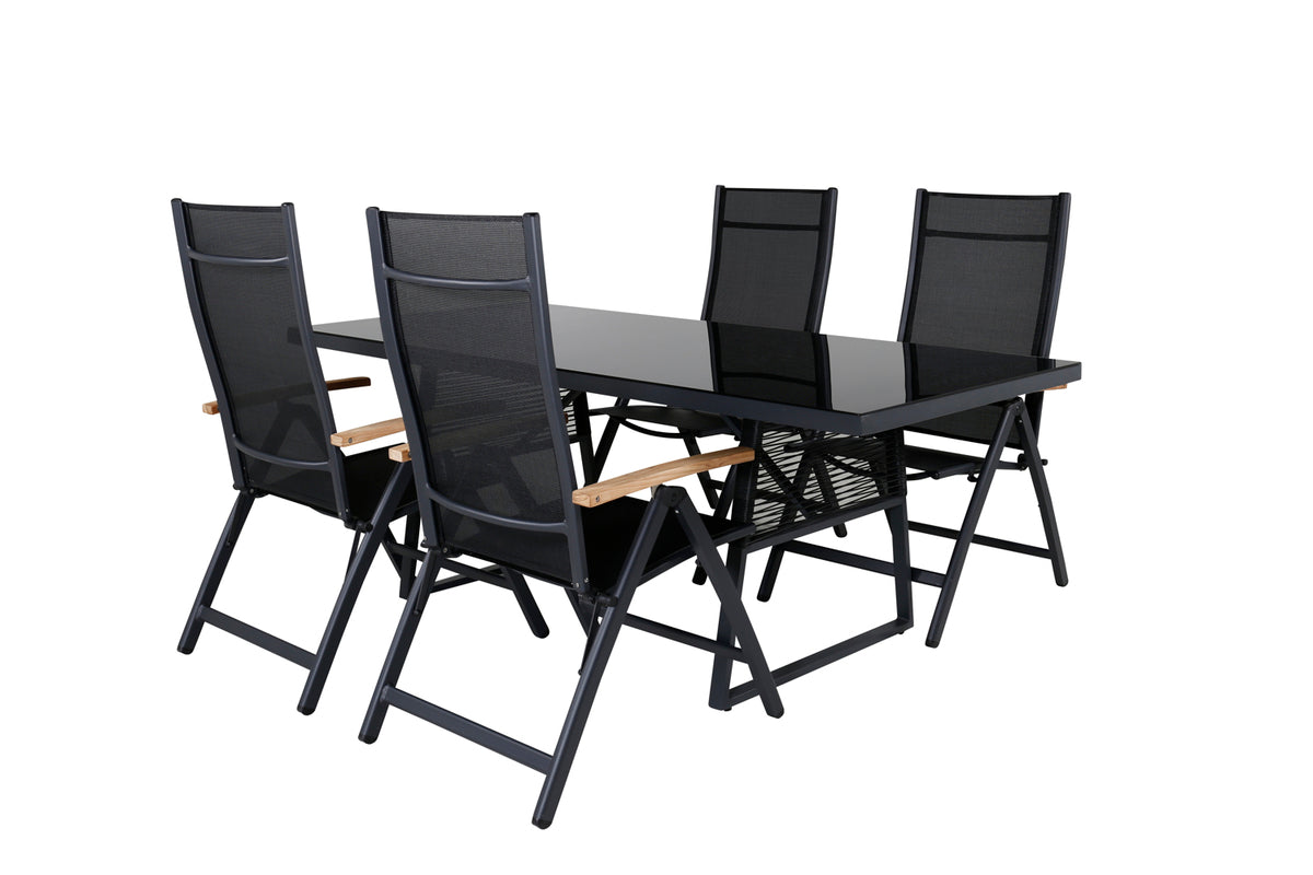 Venture Design Dallas & Panama Matbord 193x90 + Positionsstolar Svart