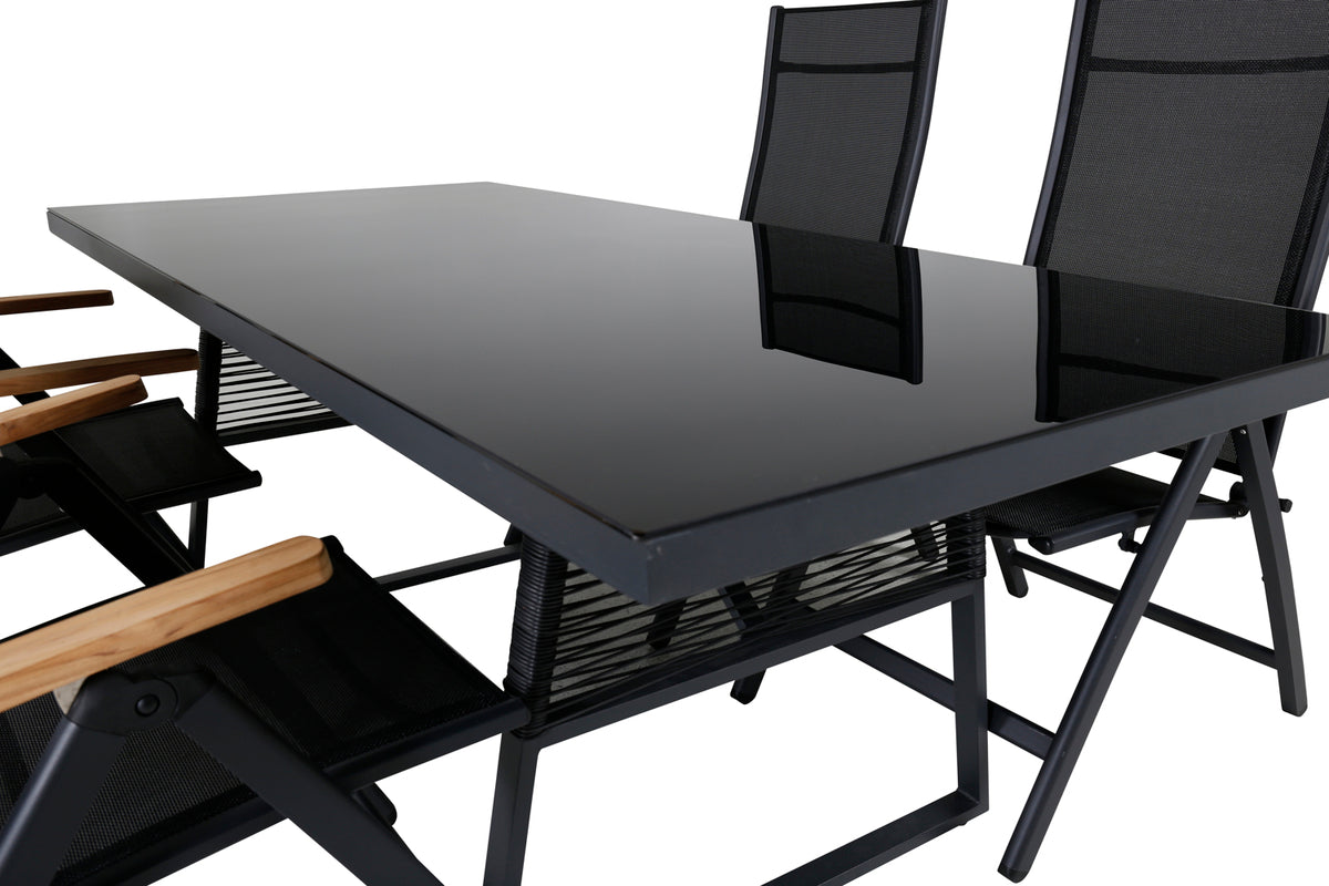 Venture Design Dallas & Panama Matbord 193x90 + Positionsstolar Svart