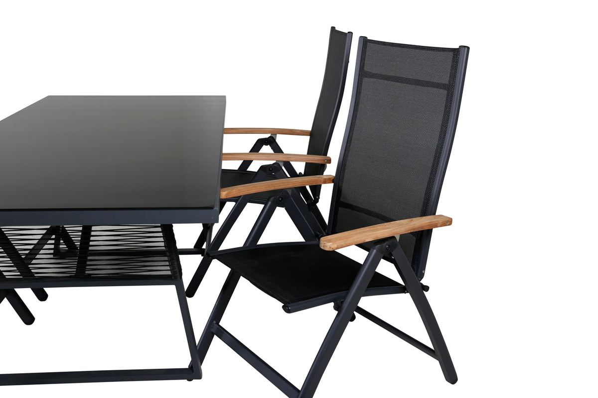 Venture Design Dallas & Panama Matbord 193x90 + Positionsstolar Svart