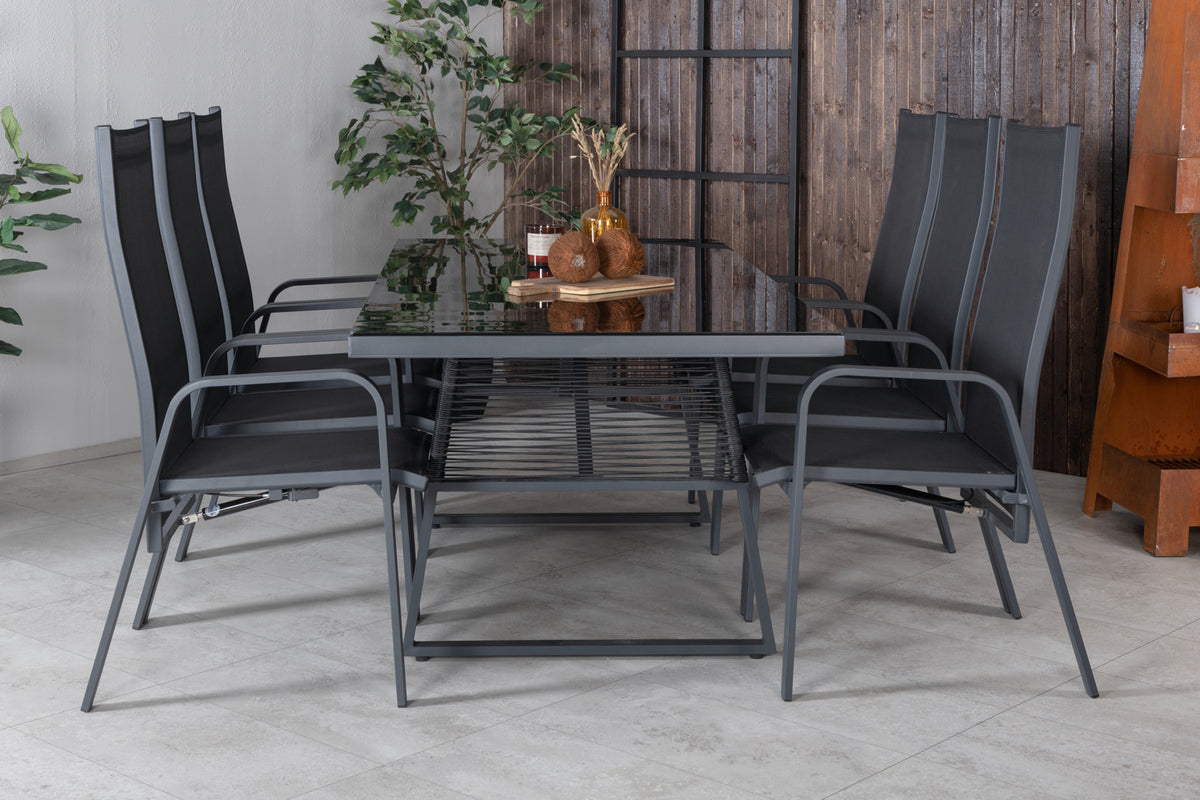 Venture Design Dallas & Copacabana Matbord 193x90 + Reclinerstolar Svart