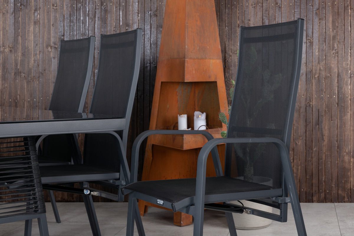 Venture Design Dallas & Copacabana Matbord 193x90 + Reclinerstolar Svart