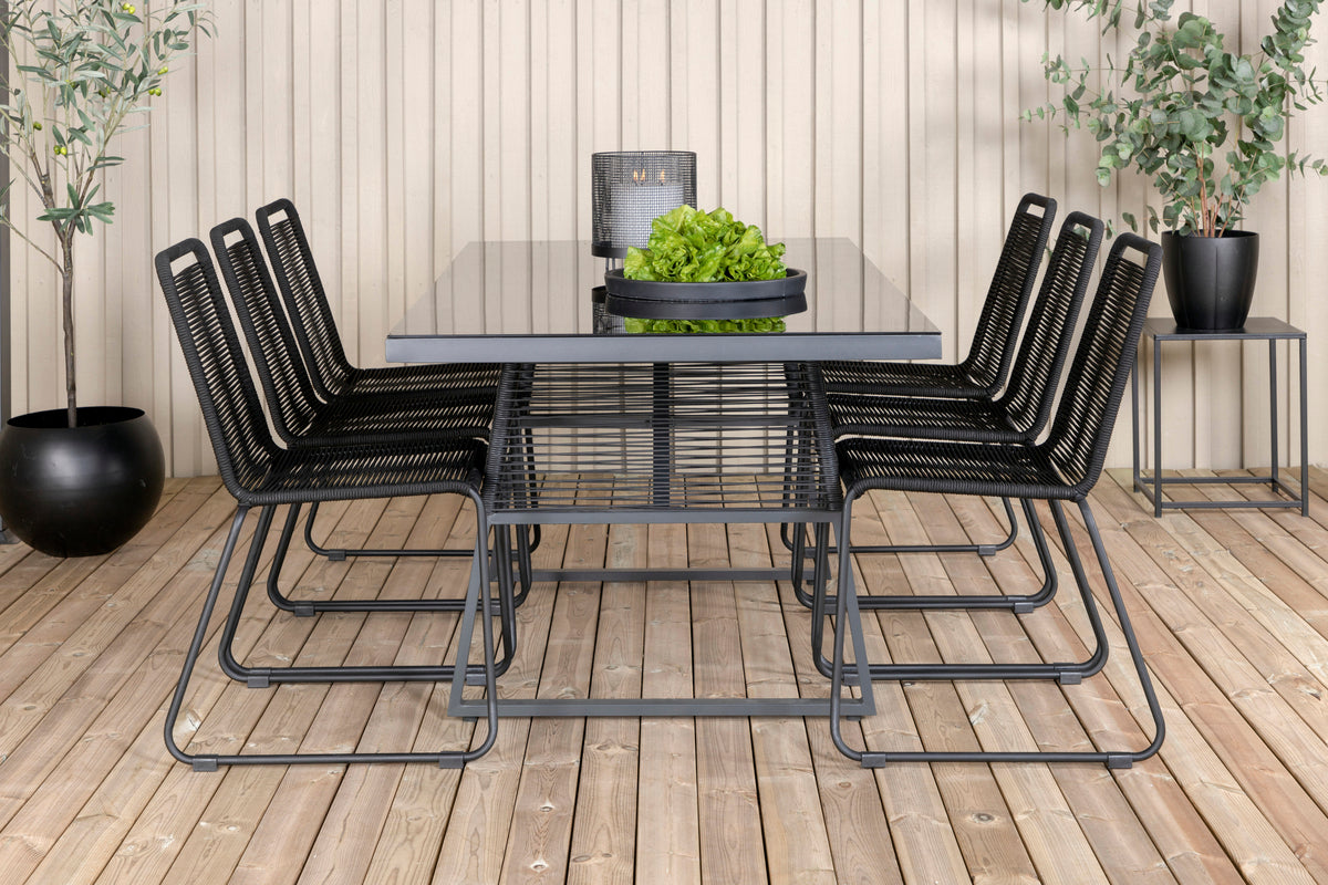 Venture Design Dallas & Lindos Matbord 193x90 + Matstolar Svart