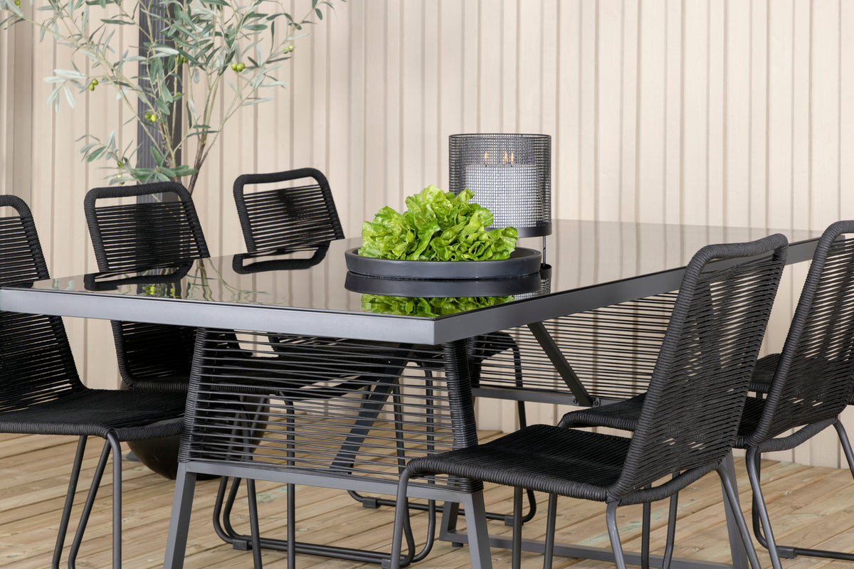 Venture Design Dallas & Lindos Matbord 193x90 + Matstolar Svart
