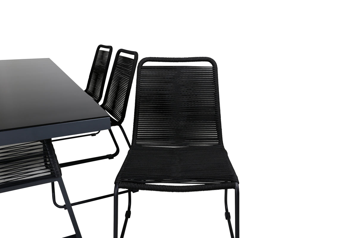 Venture Design Dallas & Lindos Matbord 193x90 + Matstolar Svart