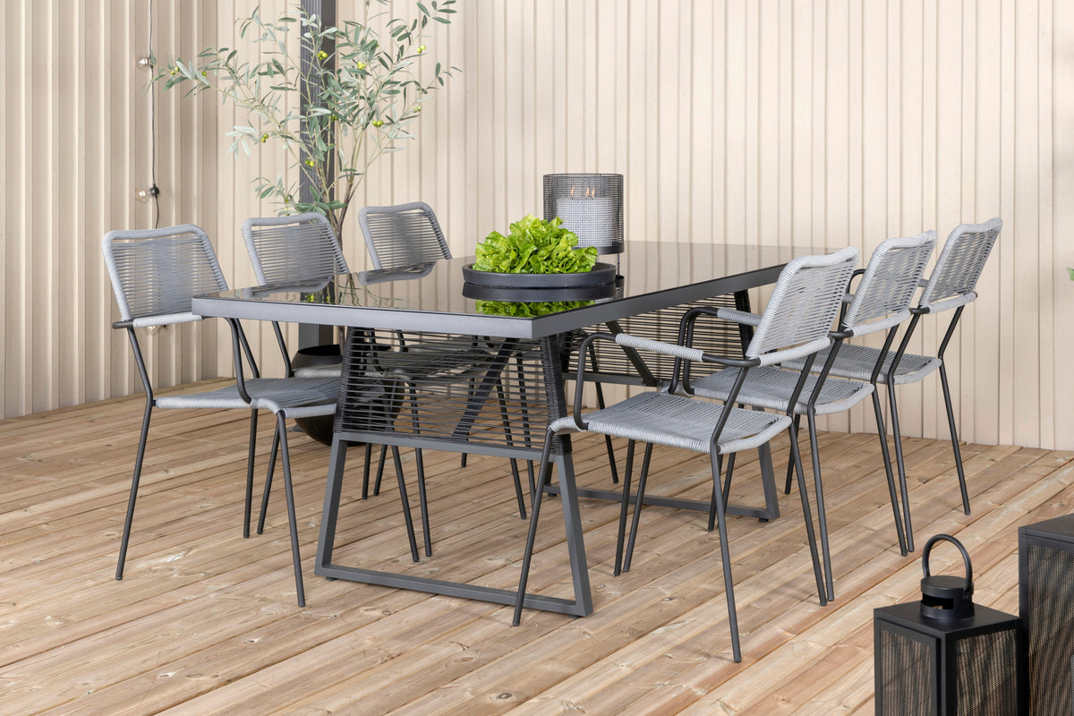 Venture Design Dallas & Lindos Matbord 193x90 + Matstolar Grå