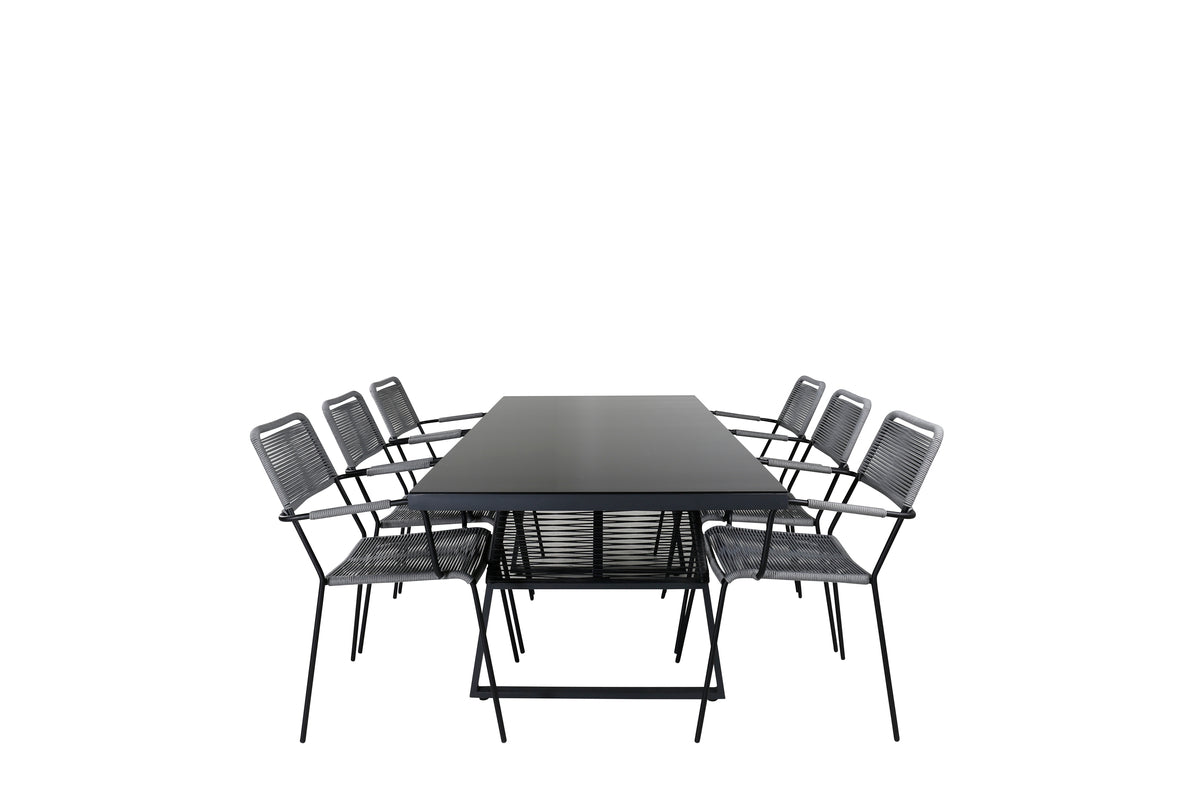Venture Design Dallas & Lindos Matbord 193x90 + Matstolar Grå