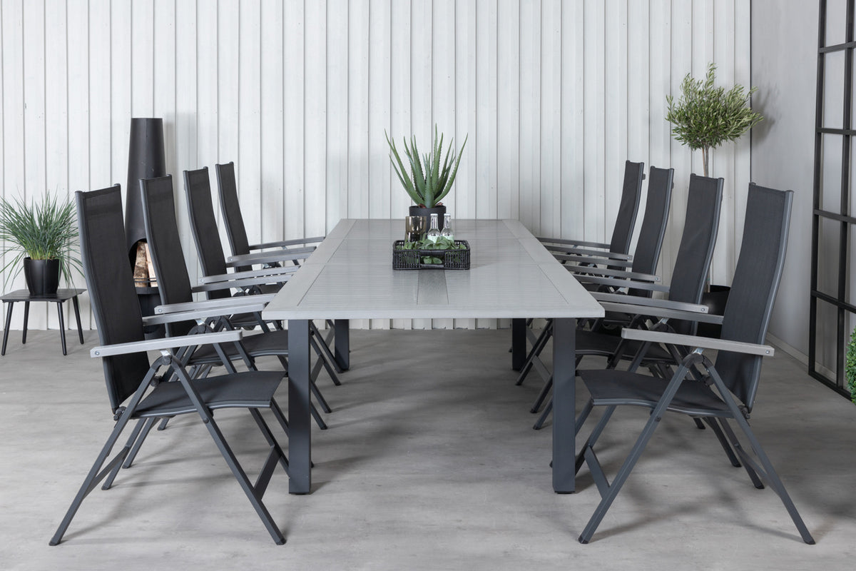 Venture Design Albany Positionsstolar 2-pack Svart + Rektangulära Matbord 224 x 90 Mörkgrå