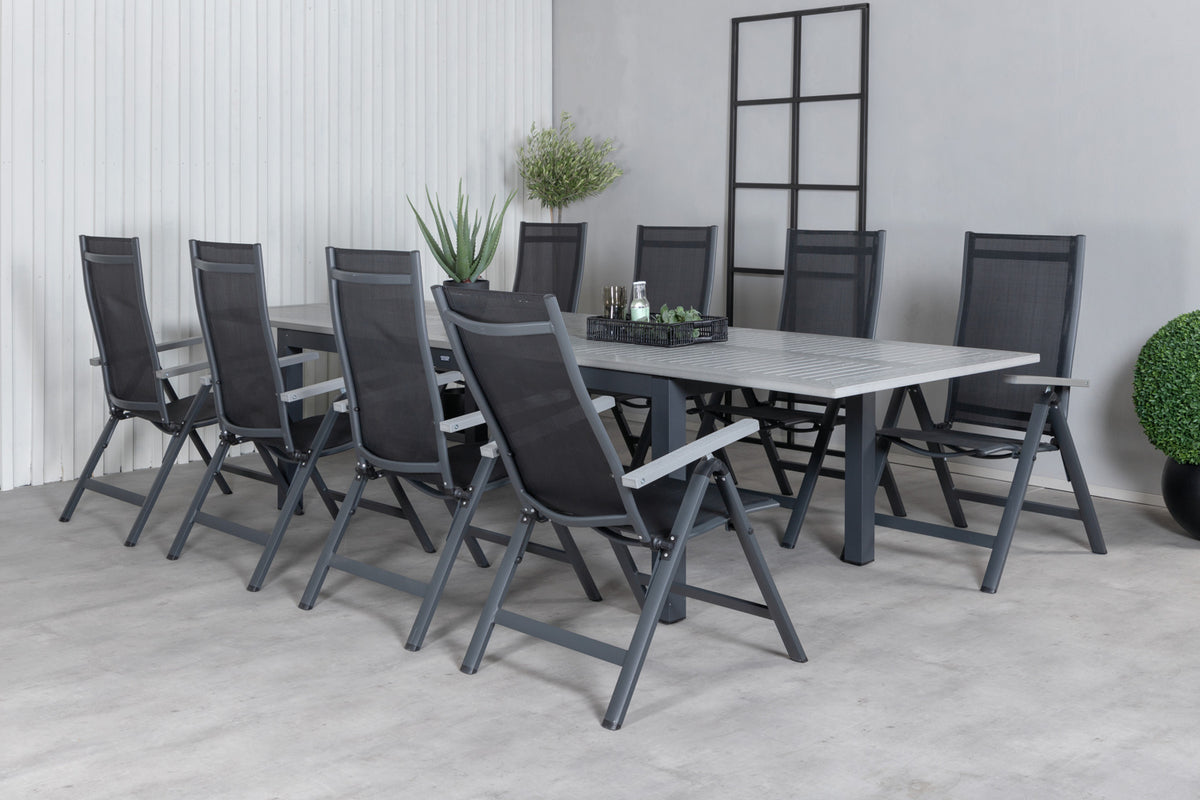 Venture Design Albany Positionsstolar 2-pack Svart + Rektangulära Matbord 224 x 90 Mörkgrå