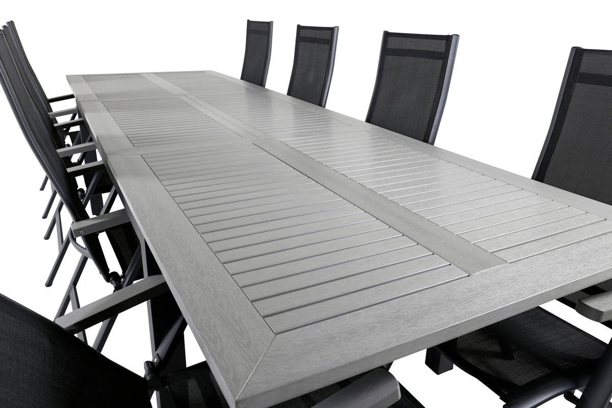 Venture Design Albany Positionsstolar 2-pack Svart + Rektangulära Matbord 224 x 90 Mörkgrå