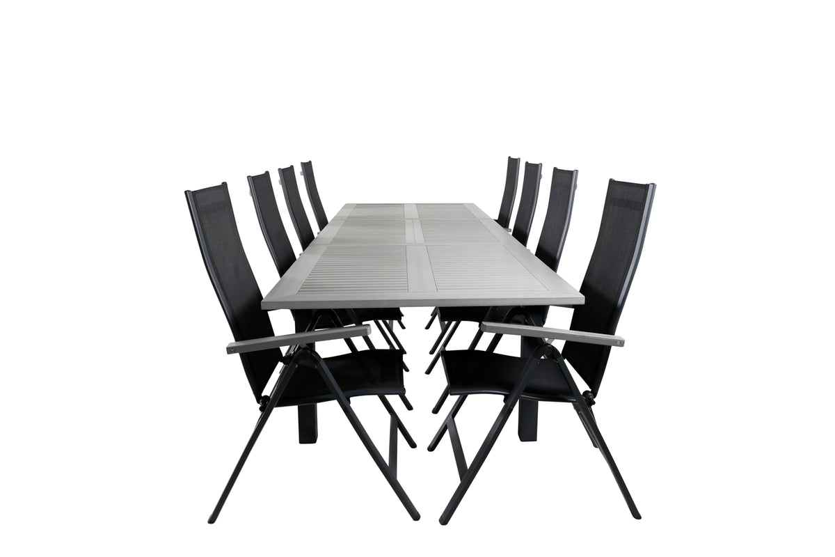 Venture Design Albany Positionsstolar 2-pack Svart + Rektangulära Matbord 224 x 90 Mörkgrå
