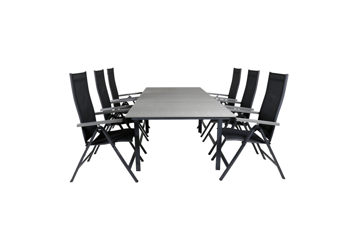 Venture Design Albany & Levels Positionsstolar Svart + Rektangulära Matbord 160x100x75 Svart