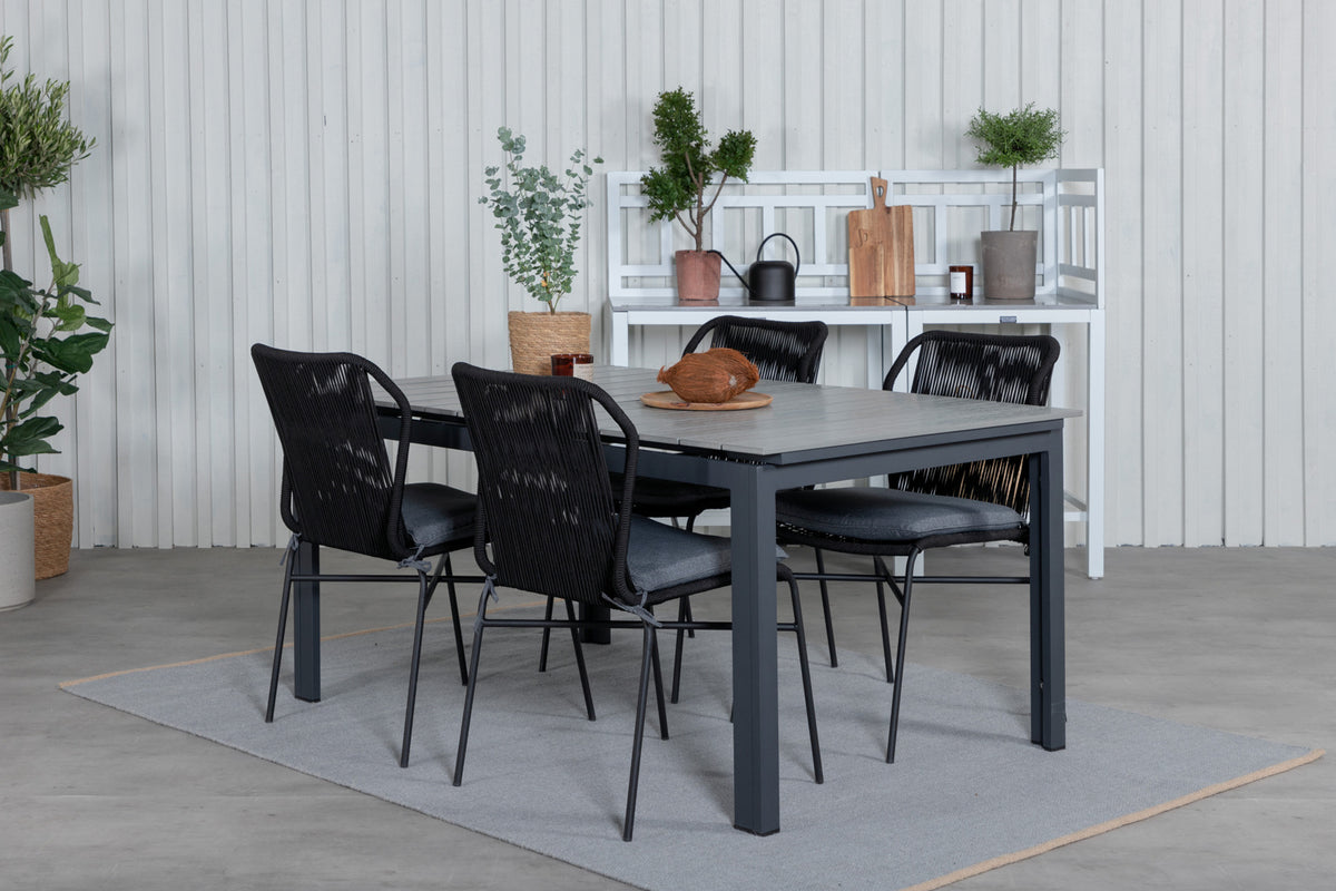 Venture Design Julian & Levels Matstolar Svart + Matbord 160x100x75