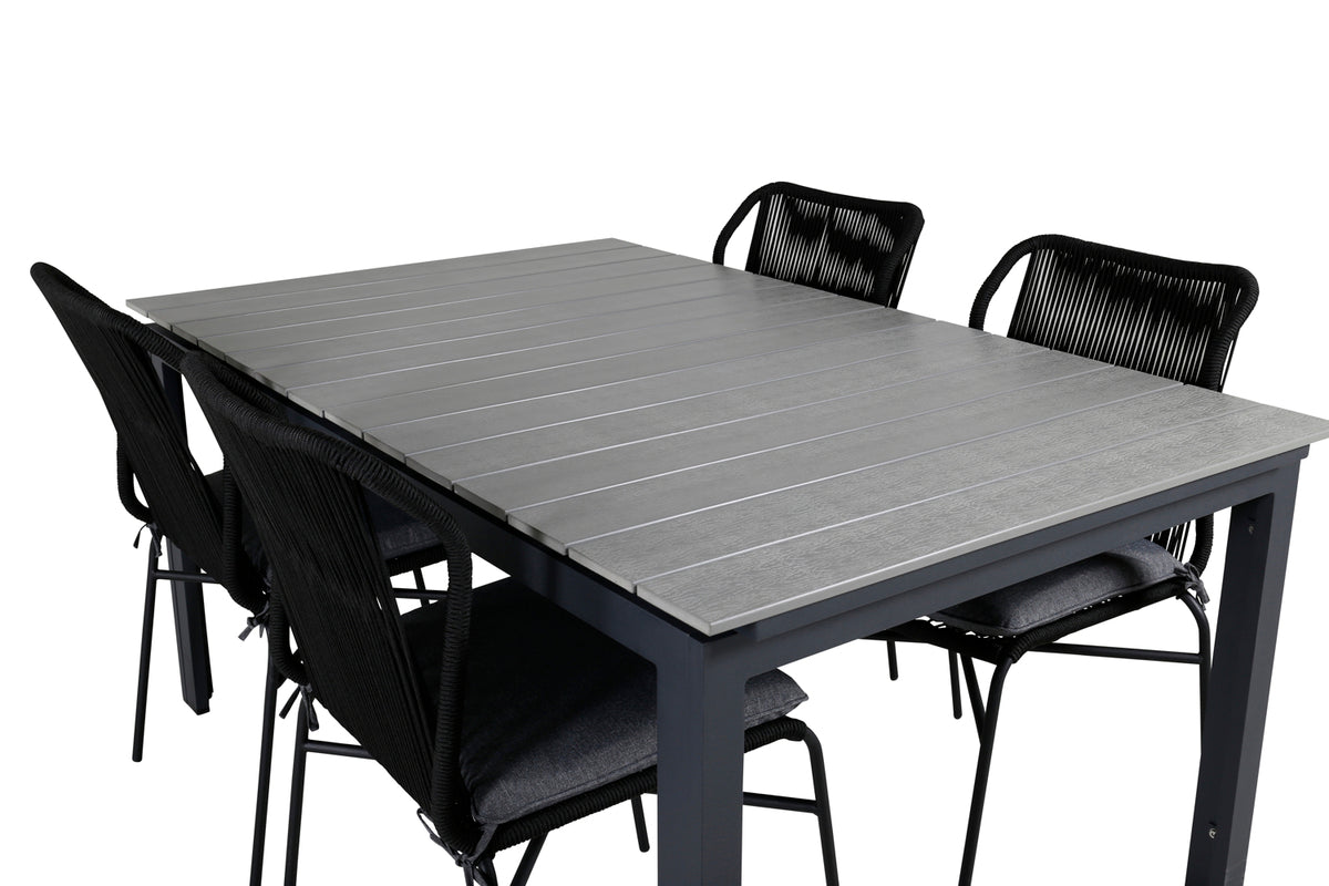 Venture Design Julian & Levels Matstolar Svart + Matbord 160x100x75