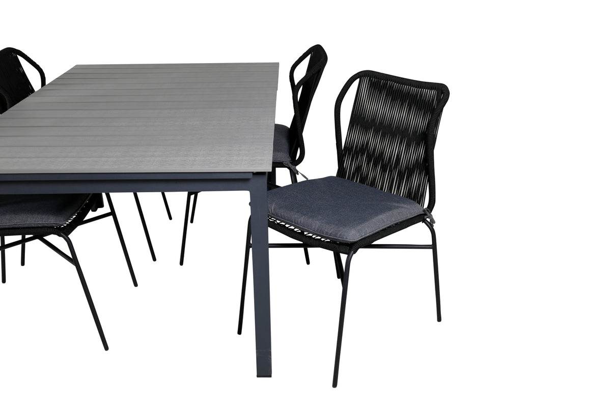 Venture Design Julian & Levels Matstolar Svart + Matbord 160x100x75